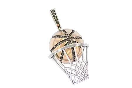 Stylish 925 Sterling Silver pendant basketball 302