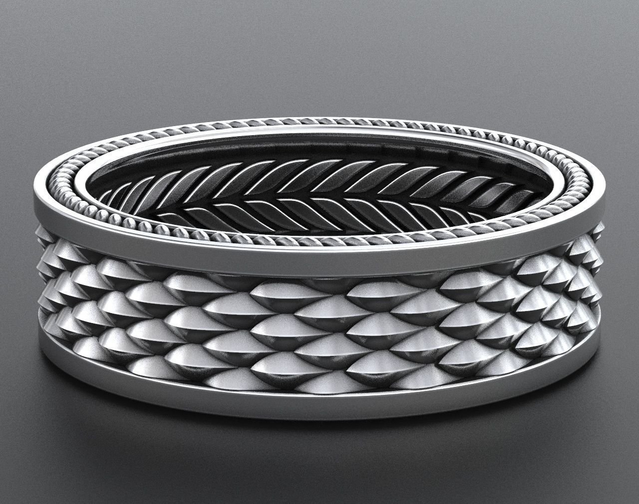 Stylish 925 Sterling Silver Ring with a Scale of the Dragon 342 - Image 5