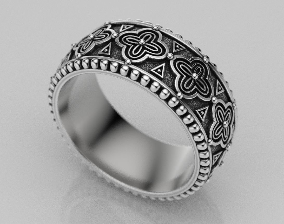 Stylish 925 Sterling Silver ring with antique patterns 225 - Image 5