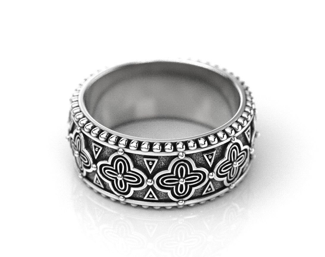 Stylish 925 Sterling Silver ring with antique patterns 225 - Image 4