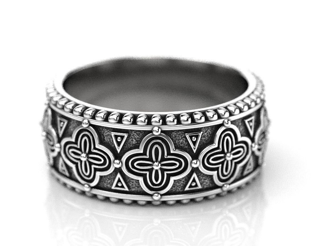 Stylish 925 Sterling Silver ring with antique patterns 225 - Image 3