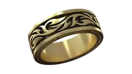 Tattoo Pattern Brutal Wide Men 925 Sterling Silver Ring