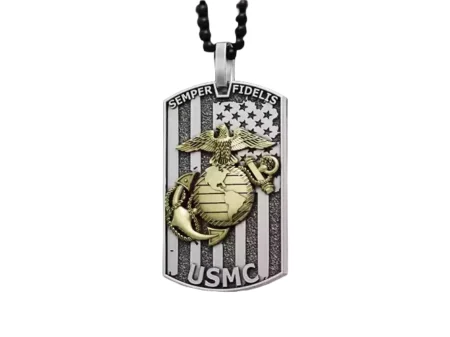 USMC 925 Sterling Silver pendant stars and stripes flag