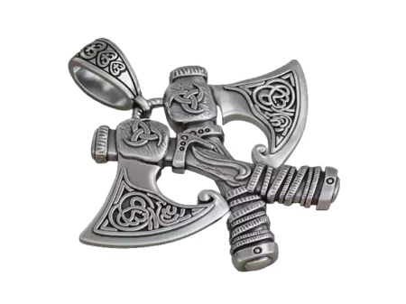 Viking Axes 925 Sterling Silver Pendant with Celtic Pattern