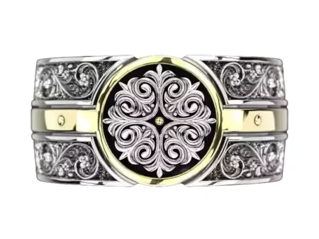 Vintage 925 Sterling Silver ring with old style patterns 796