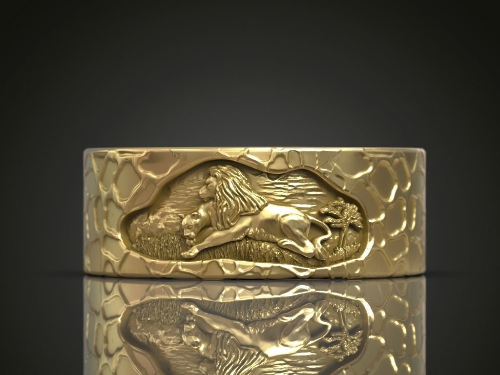 Wedding band promise pair rings lion family - Image 3