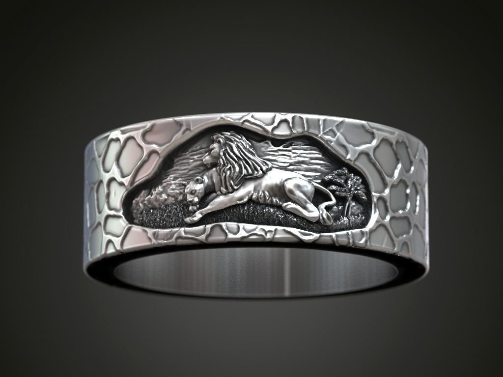 Wedding band promise pair rings lion family - Image 2