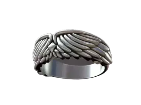 Wings plumage biker 925 Sterling Silver ring for men women