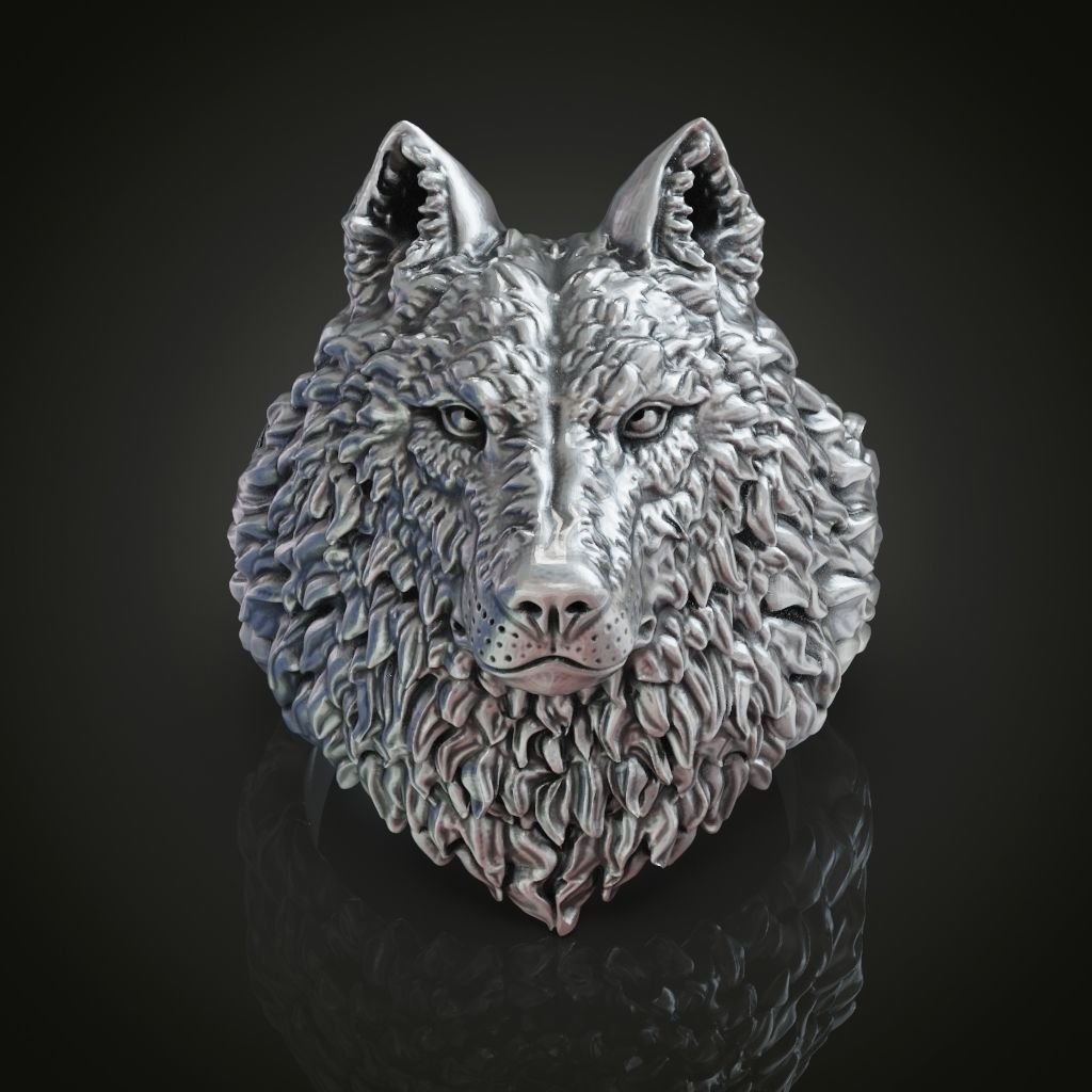 Wolf head 925 Sterling Silver ring mens womens - Image 2