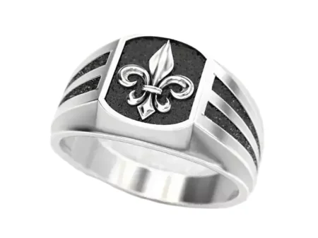 A man s 925 Sterling Silver ring with a heraldic lily
