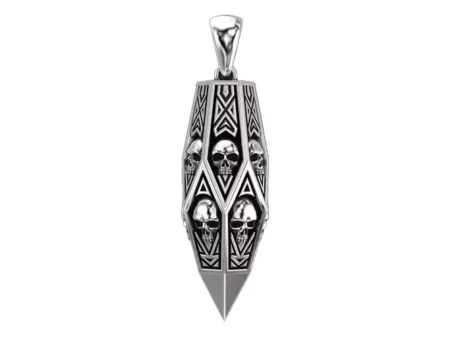 Art Bullet with skulls 925 Sterling Silver pendant