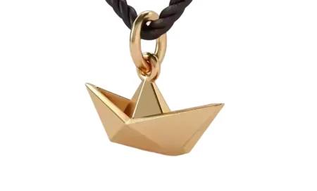 gold 925 Sterling Silver pendant origami boat