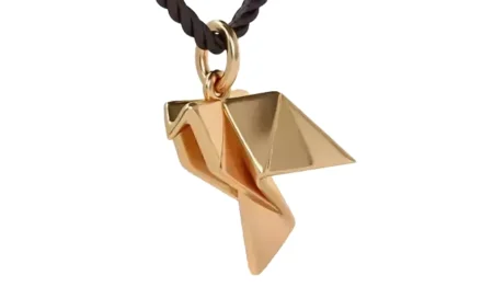 gold 925 Sterling Silver pendant origami dove of peace