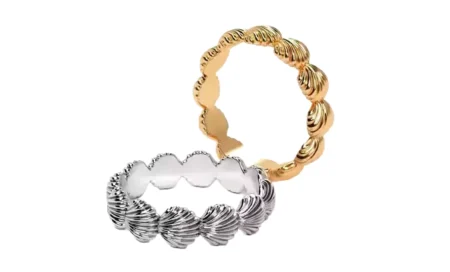 gold 925 Sterling Silver ring pearl shell