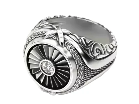 Men 925 Sterling Silver ring turbine With 4 mm stone