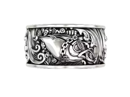 Money Grabbing Fish 925 Sterling Silver Ring
