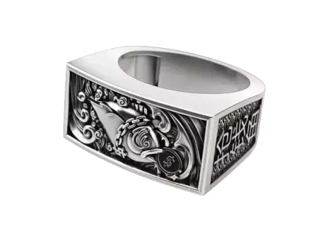 Money Grabbing Fish 925 Sterling Silver Ring V2