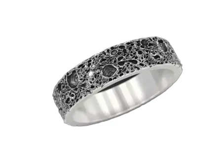 Moon craters 925 Sterling Silver ring 5 mm