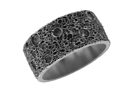 Moon craters 925 Sterling Silver ring 9 mm