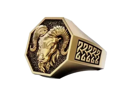 Powerful Ram Head Octagon Signet 925 Sterling Silver Ring