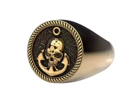 925 Sterling Silver Ring Skull and Anchor