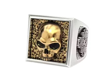 925 Sterling Silver Ring skull and Celtic pattern