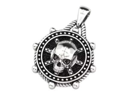 Ships rudder and skull 925 Sterling Silver pendant