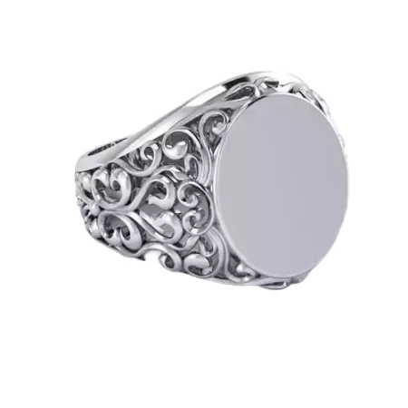 Silver filigree Signet 925 Sterling Silver ring