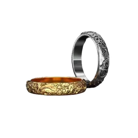 silver 925 Sterling Silver ring moon texture