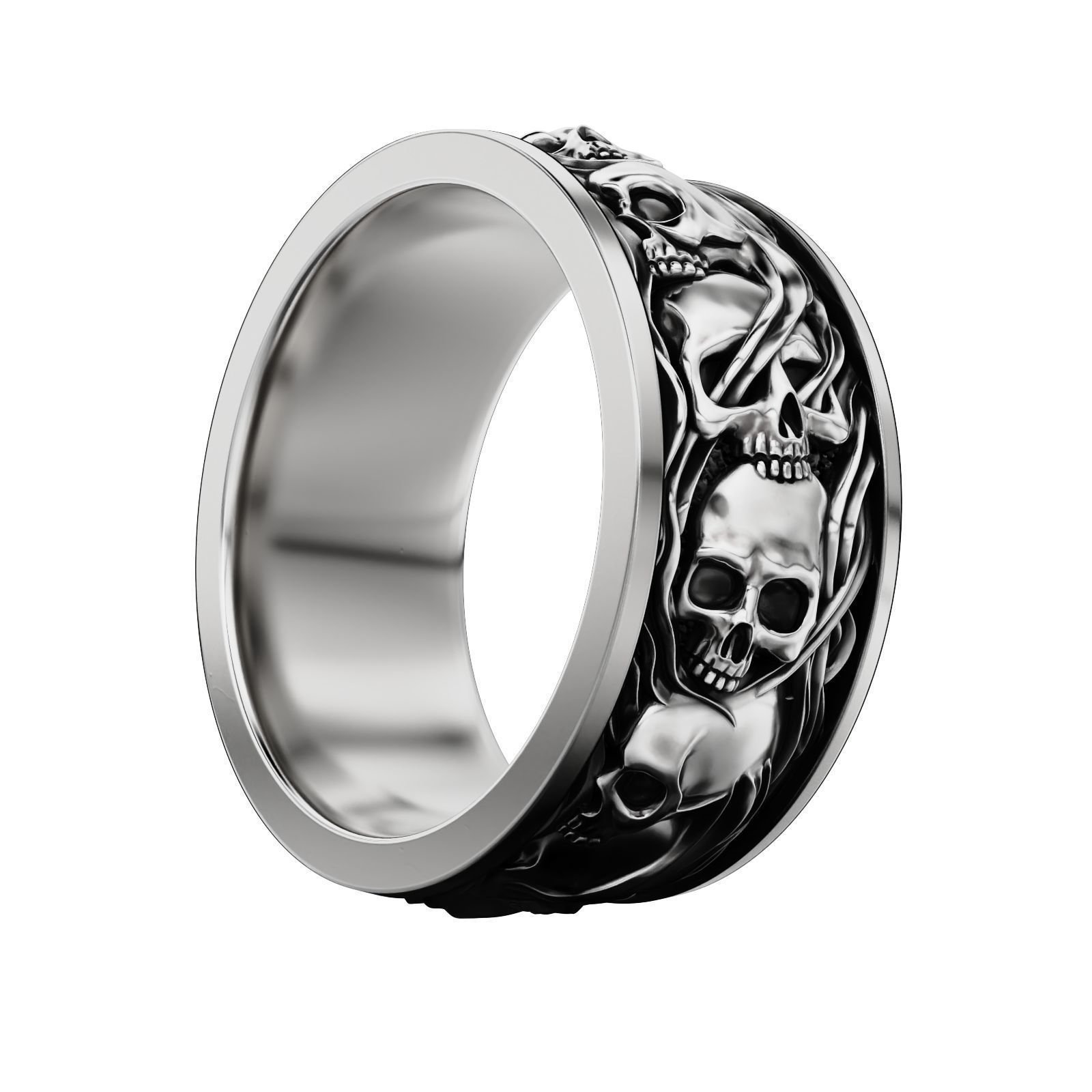 Skull 925 Sterling Silver ring and smoke in a circle - Image 3