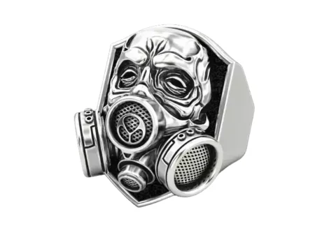 Skull 925 Sterling Silver ring with respirator