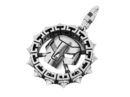 Skull Spiked Gear 925 Sterling Silver Pendant