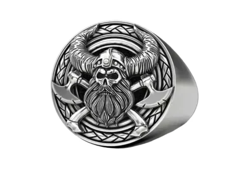 Viking Theme 925 Sterling Silver Ring for Bikers