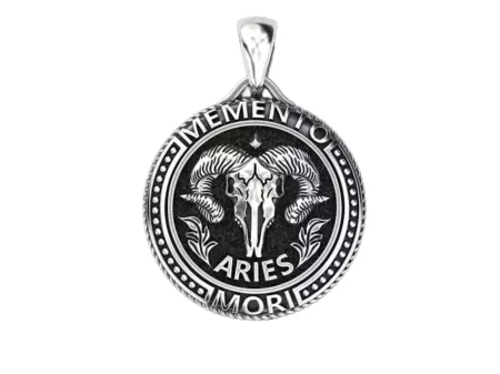 Zodiac skull 925 Sterling Silver pendant Aries
