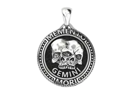 Zodiac skull 925 Sterling Silver pendant Gemini