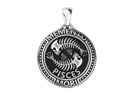 Zodiac skull 925 Sterling Silver pendant Pisces