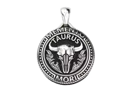 Zodiac skull 925 Sterling Silver pendant Taurus