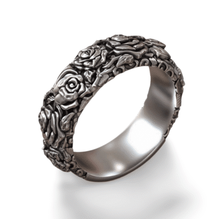 roses silver ring 925 biker ring kedia2