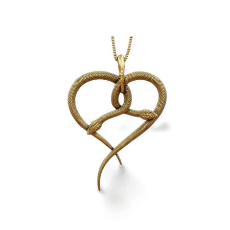 snakes heart silver pendants silver9258